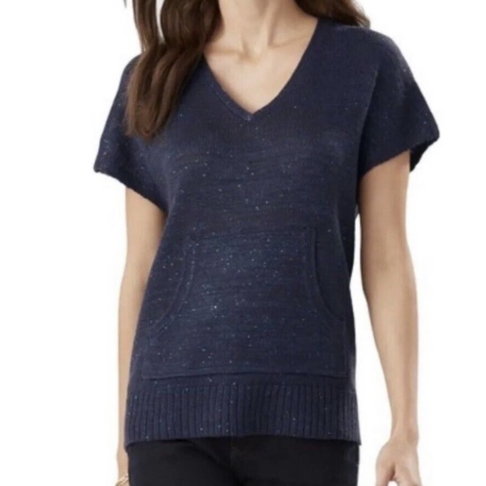 NWT Tommy Bahama Solana Sequin V-neck Short Sleeve Sweater Starry Night